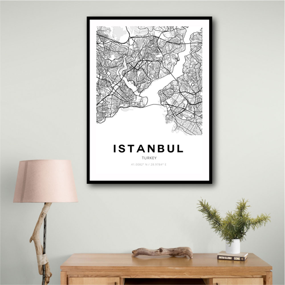 Istanbul City Map Wall Art