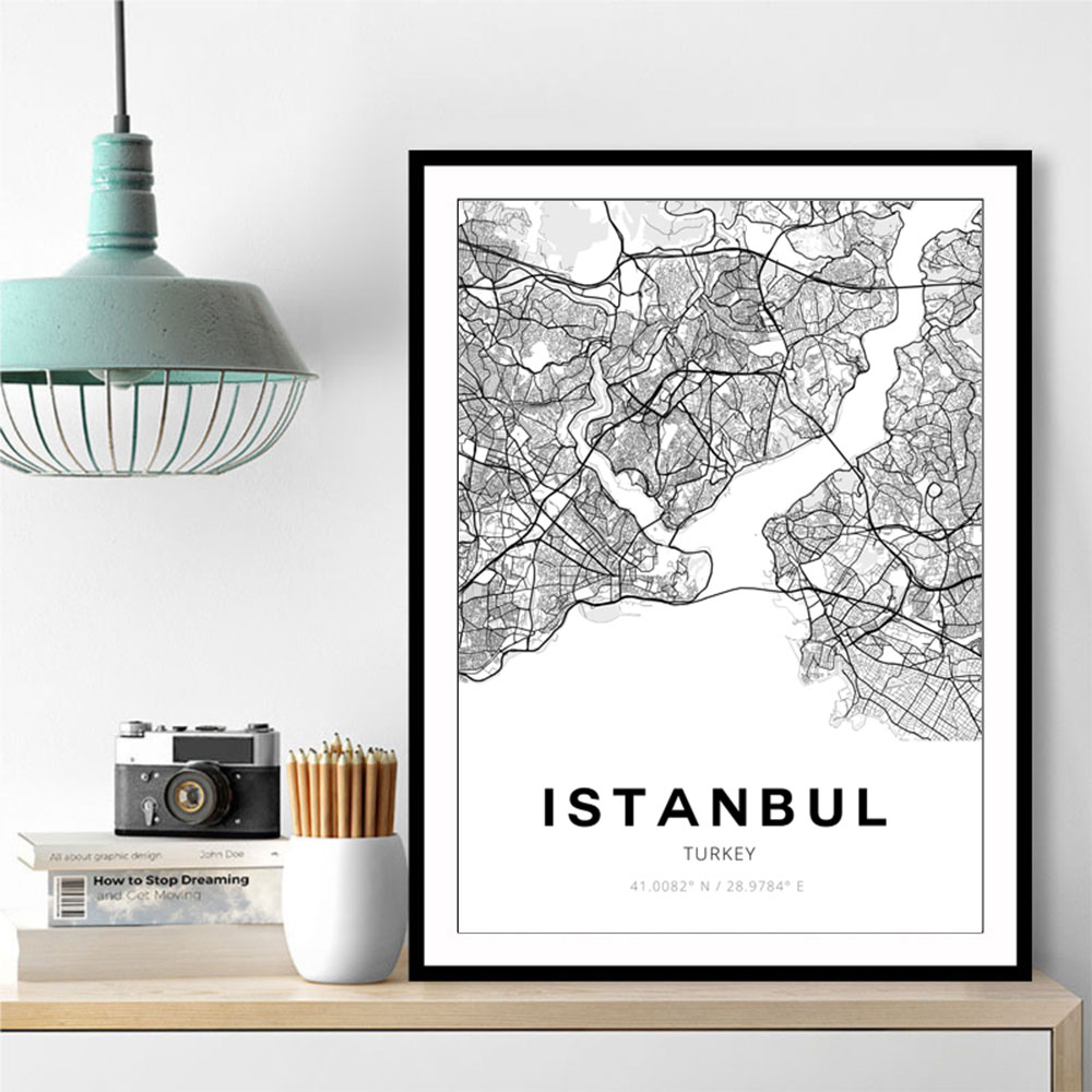 Istanbul City Map Wall Art