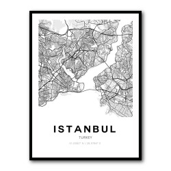 Istanbul City Map Wall Art