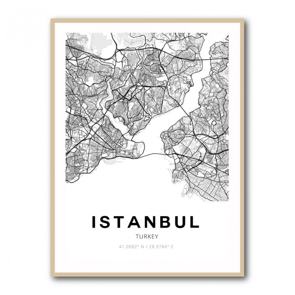 Istanbul City Map Wall Art