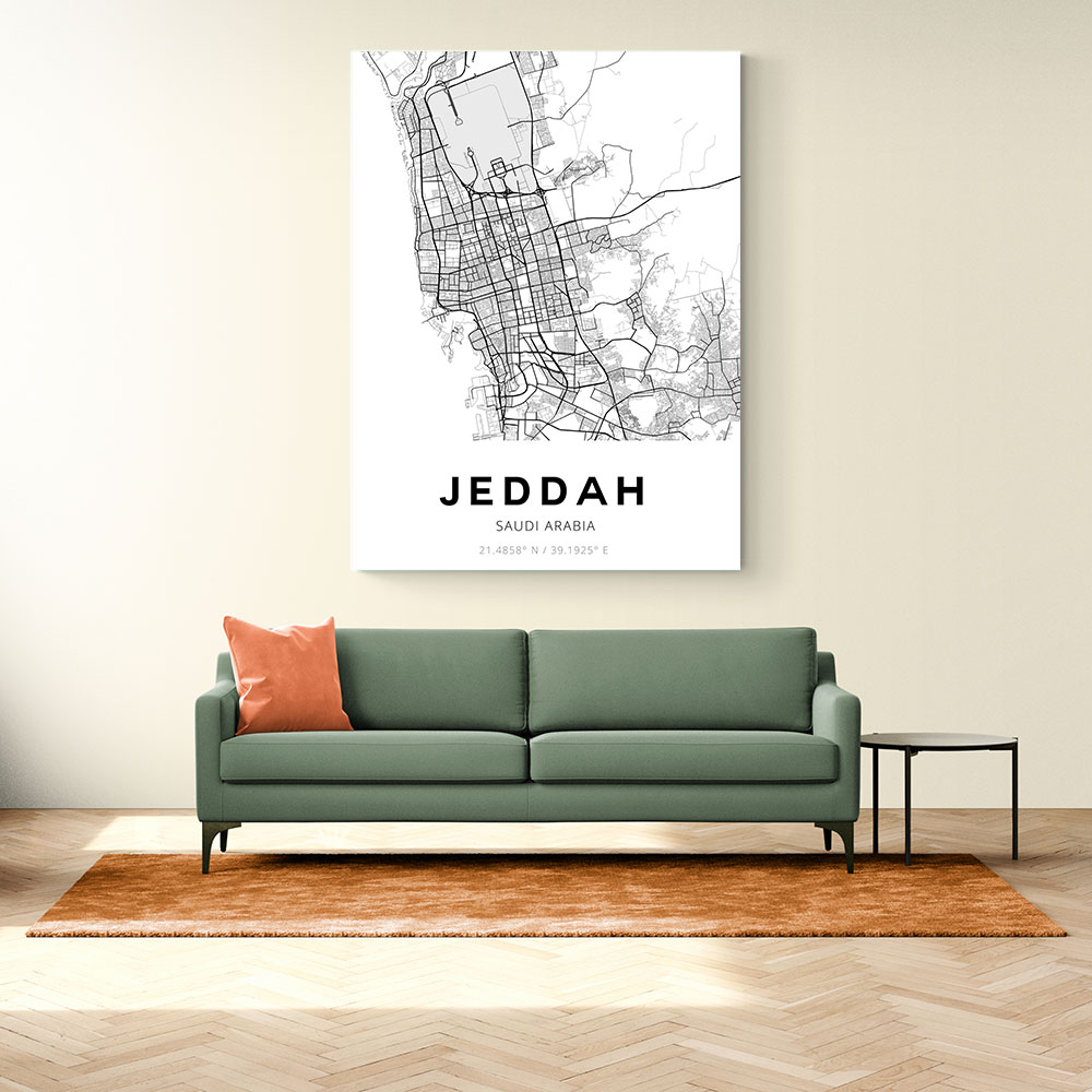 Jeddah City Map Wall Art