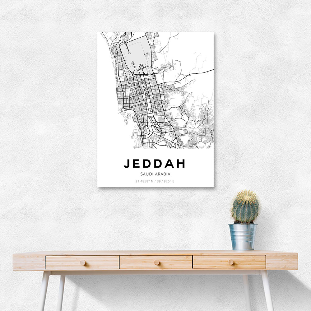 Jeddah City Map Wall Art