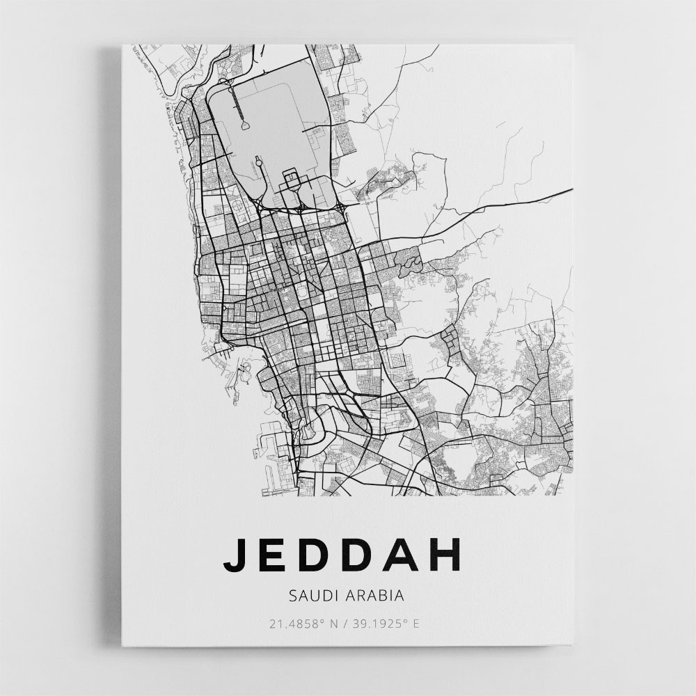 Jeddah City Map Wall Art