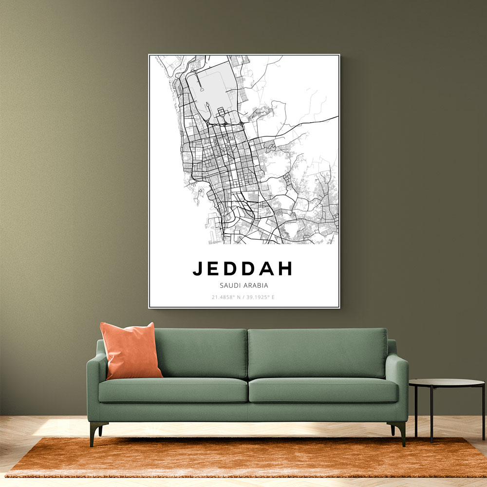 Jeddah City Map Wall Art