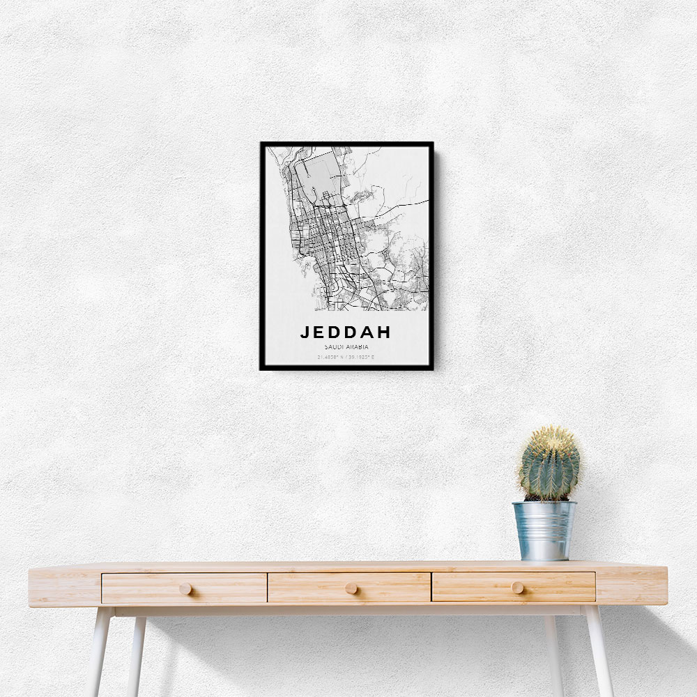 Jeddah City Map Wall Art