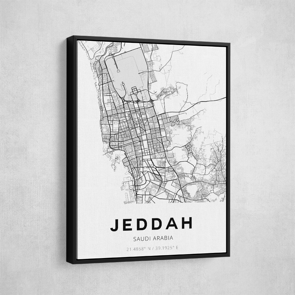 Jeddah City Map Wall Art