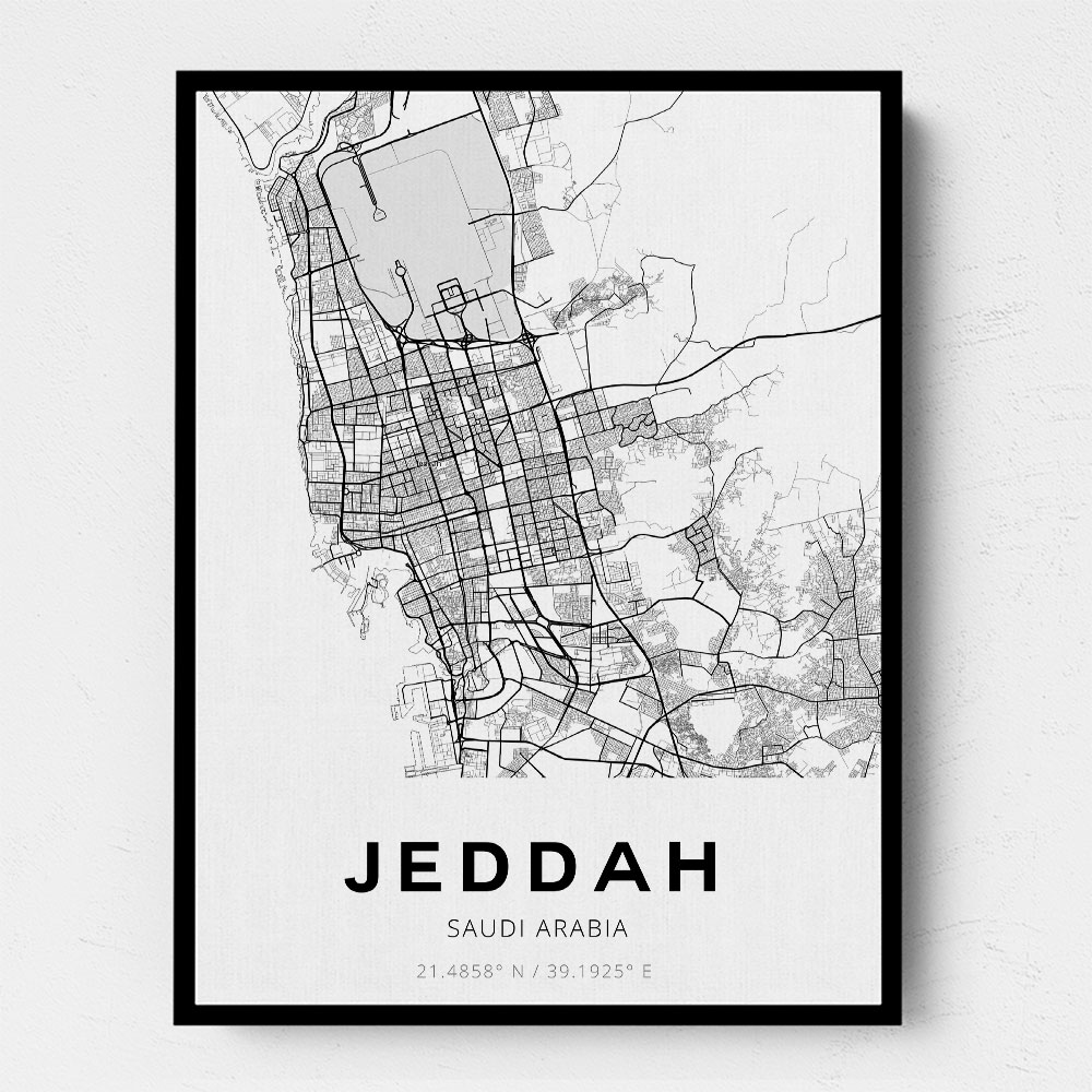 Jeddah City Map Wall Art