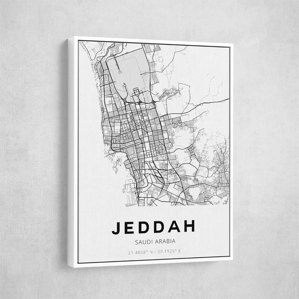 Jeddah City Map Wall Art