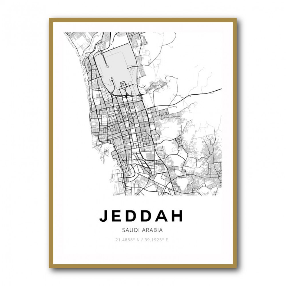 Jeddah City Map Wall Art