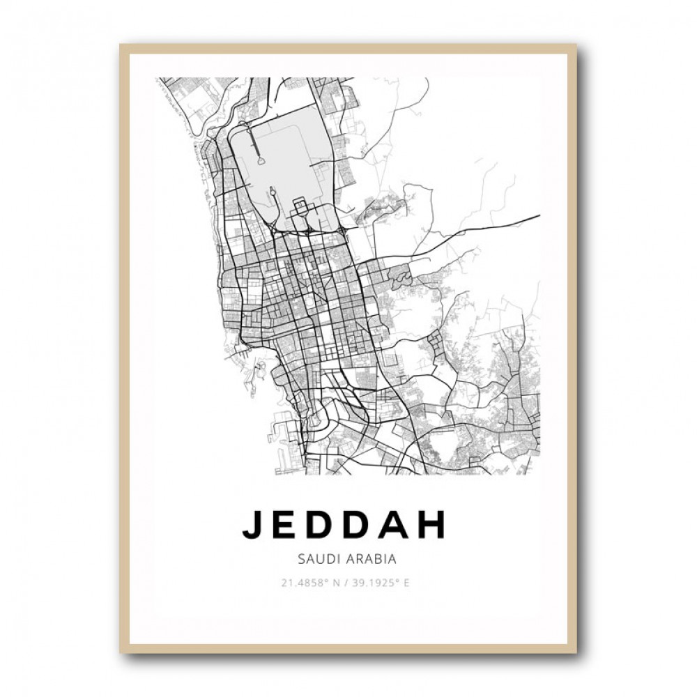 Jeddah City Map Wall Art