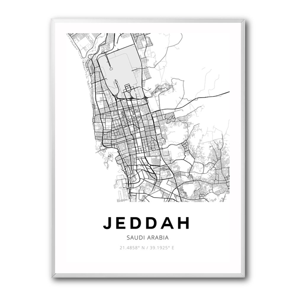 Jeddah City Map Wall Art