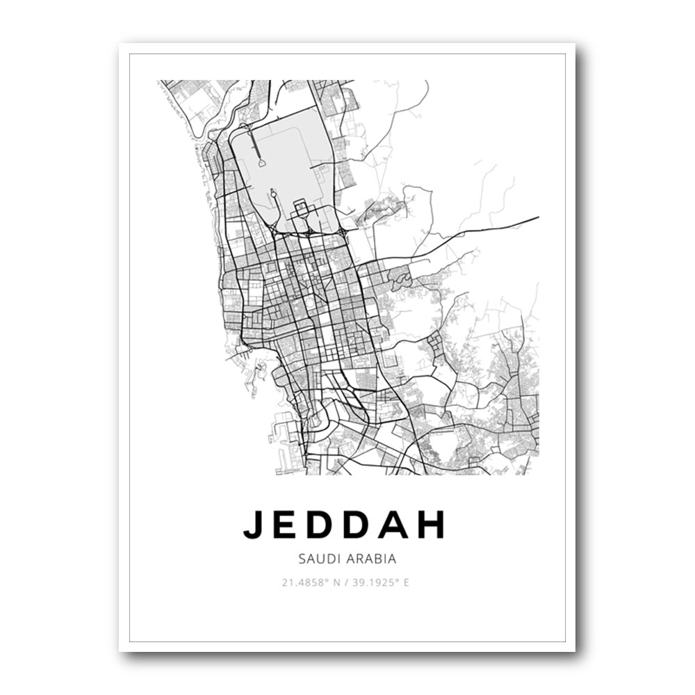 Jeddah City Map Wall Art