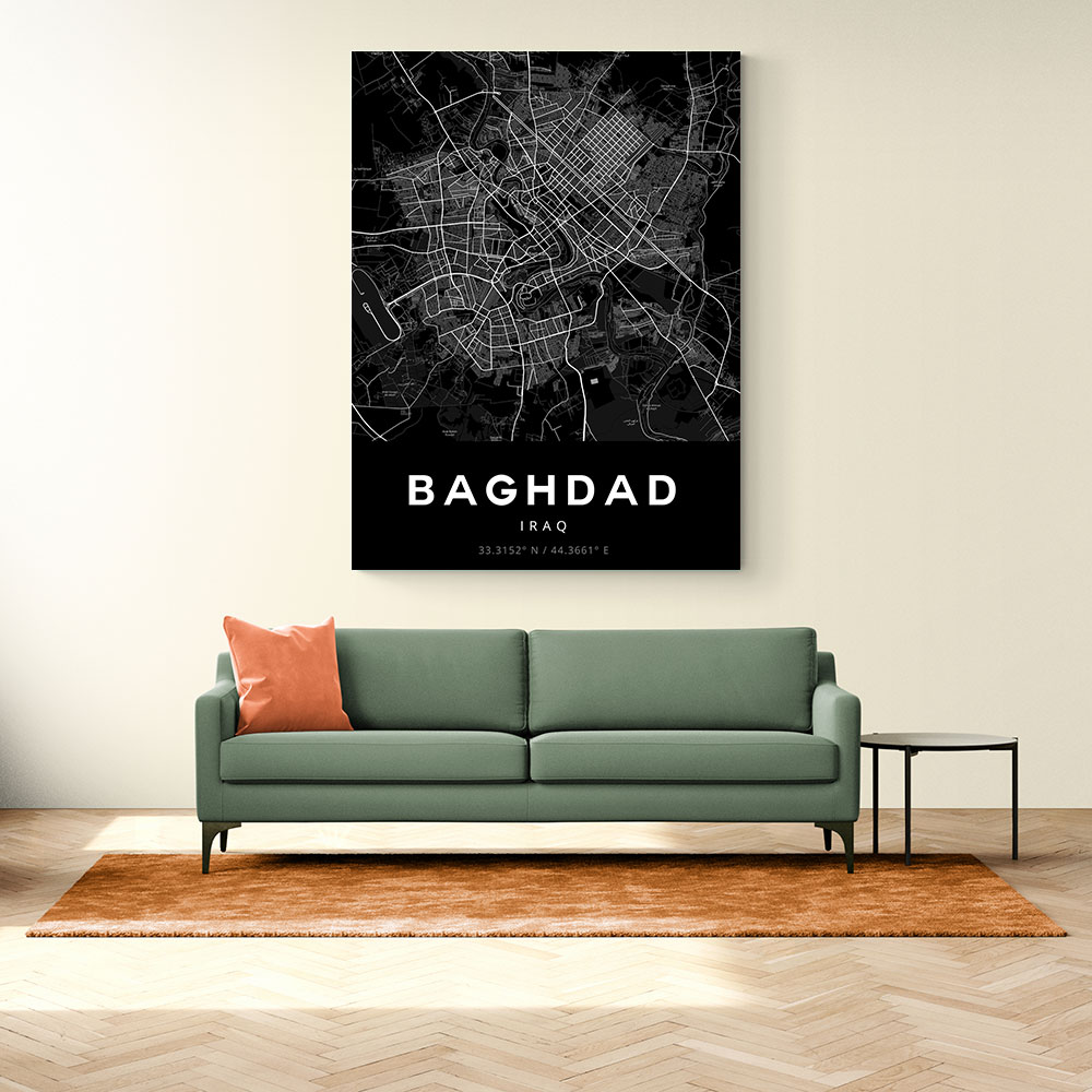 Baghdad City Map - Black Baghdad City Map - Black