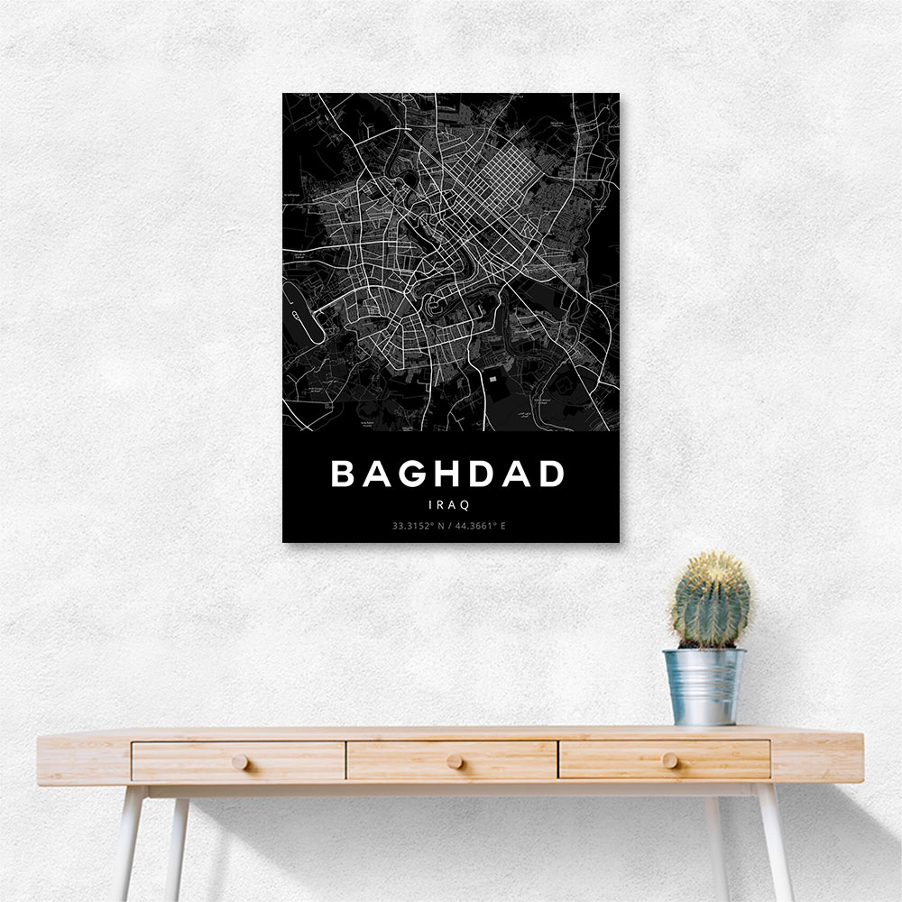 Baghdad City Map - Black Baghdad City Map - Black