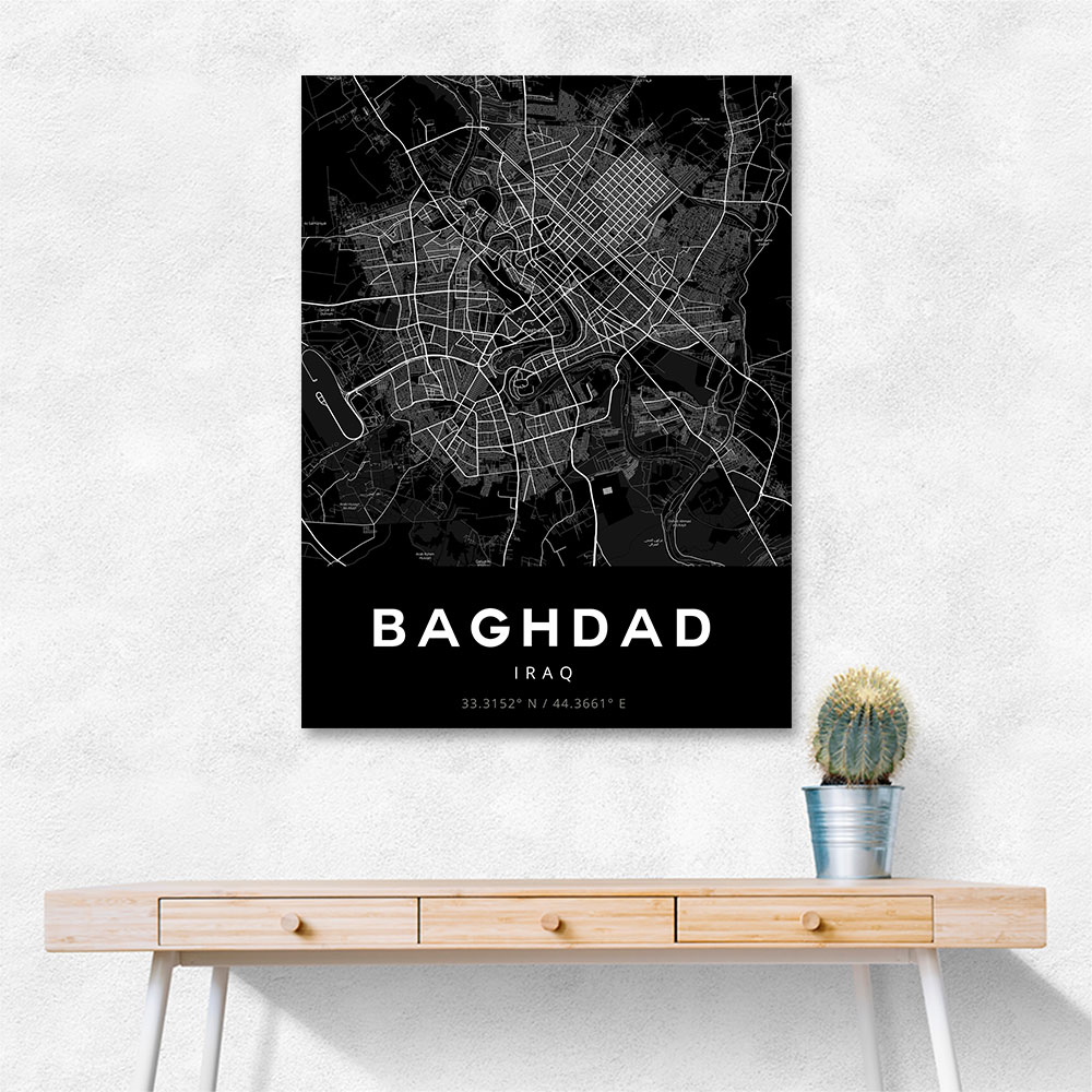 Baghdad City Map - Black