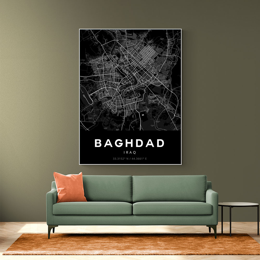 Baghdad City Map - Black