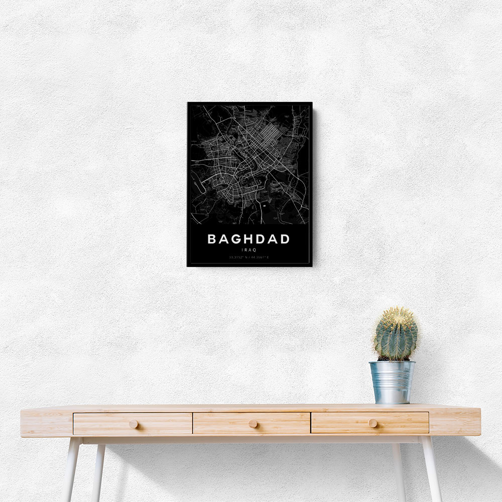 Baghdad City Map - Black Baghdad City Map - Black