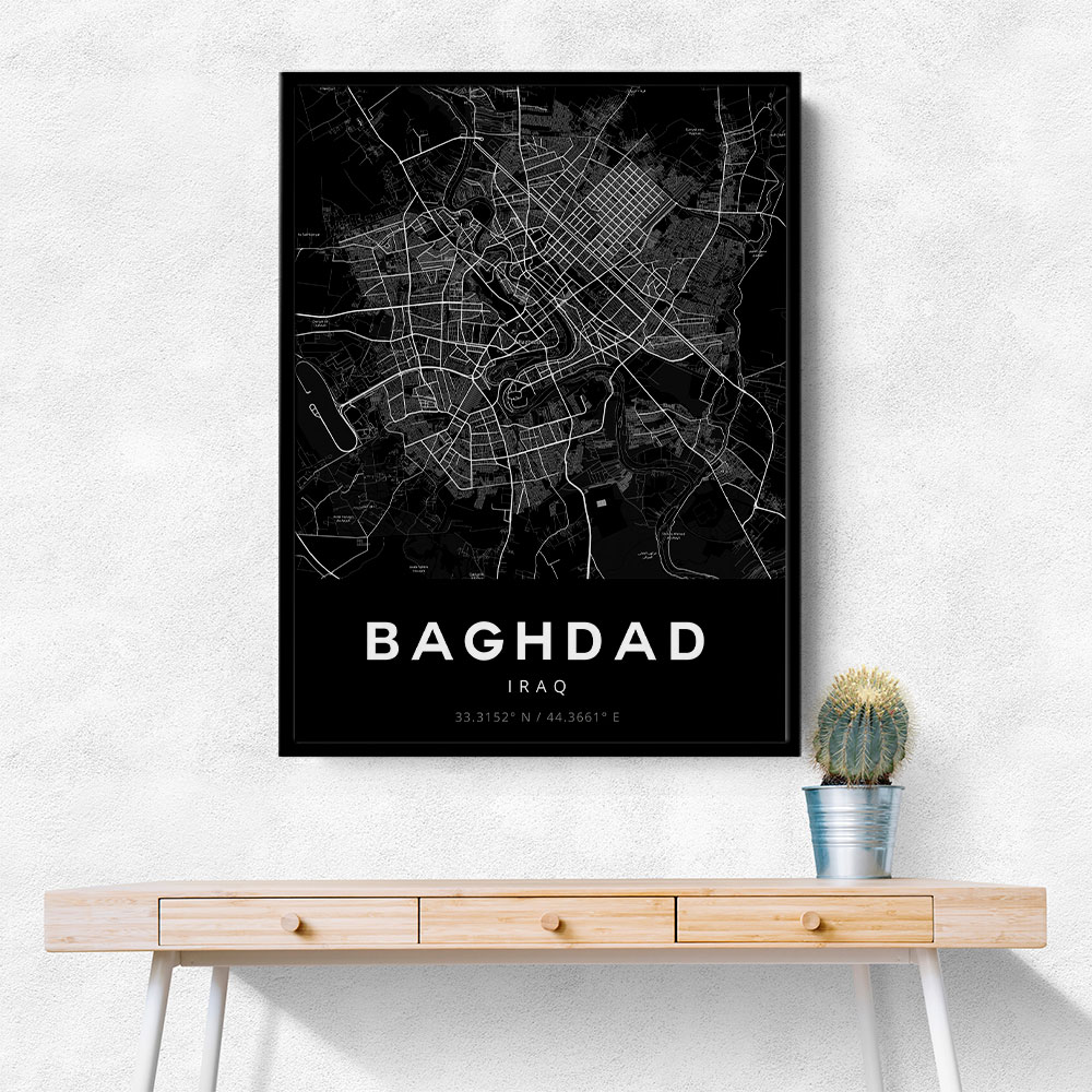 Baghdad City Map - Black Baghdad City Map - Black