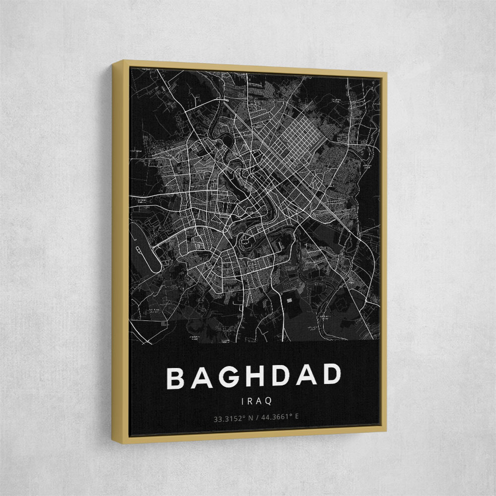 Baghdad City Map - Black Baghdad City Map - Black