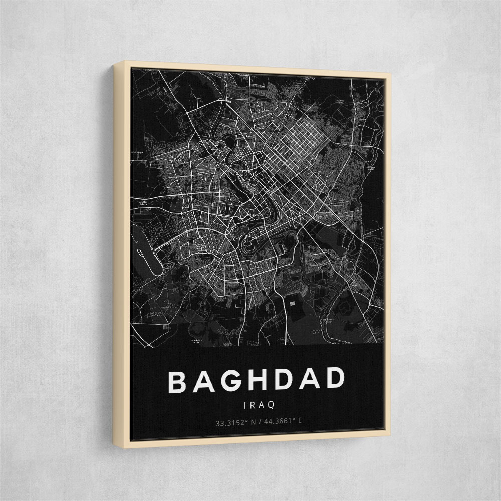 Baghdad City Map - Black Baghdad City Map - Black