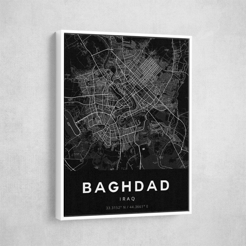 Baghdad City Map - Black Baghdad City Map - Black