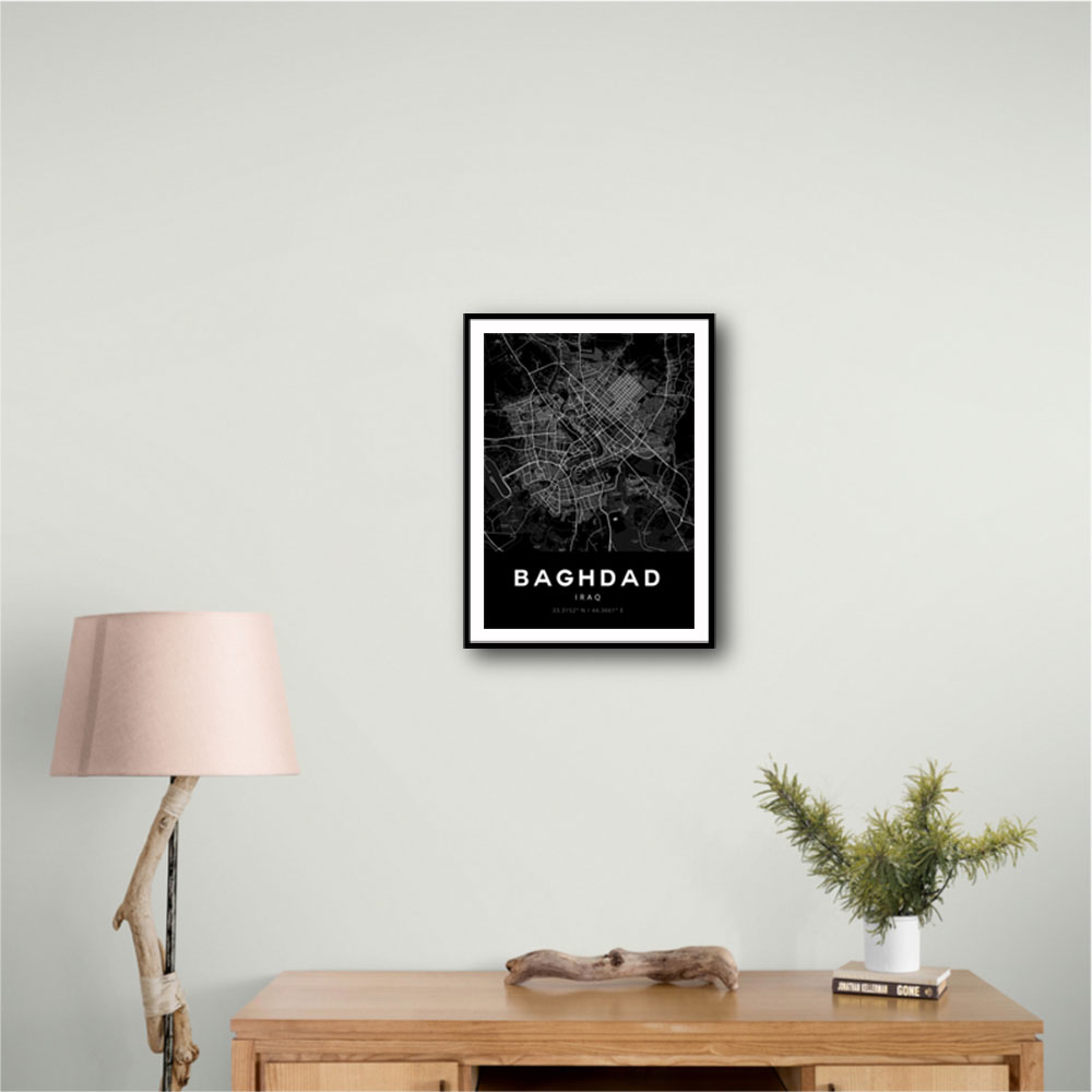 Baghdad City Map - Black