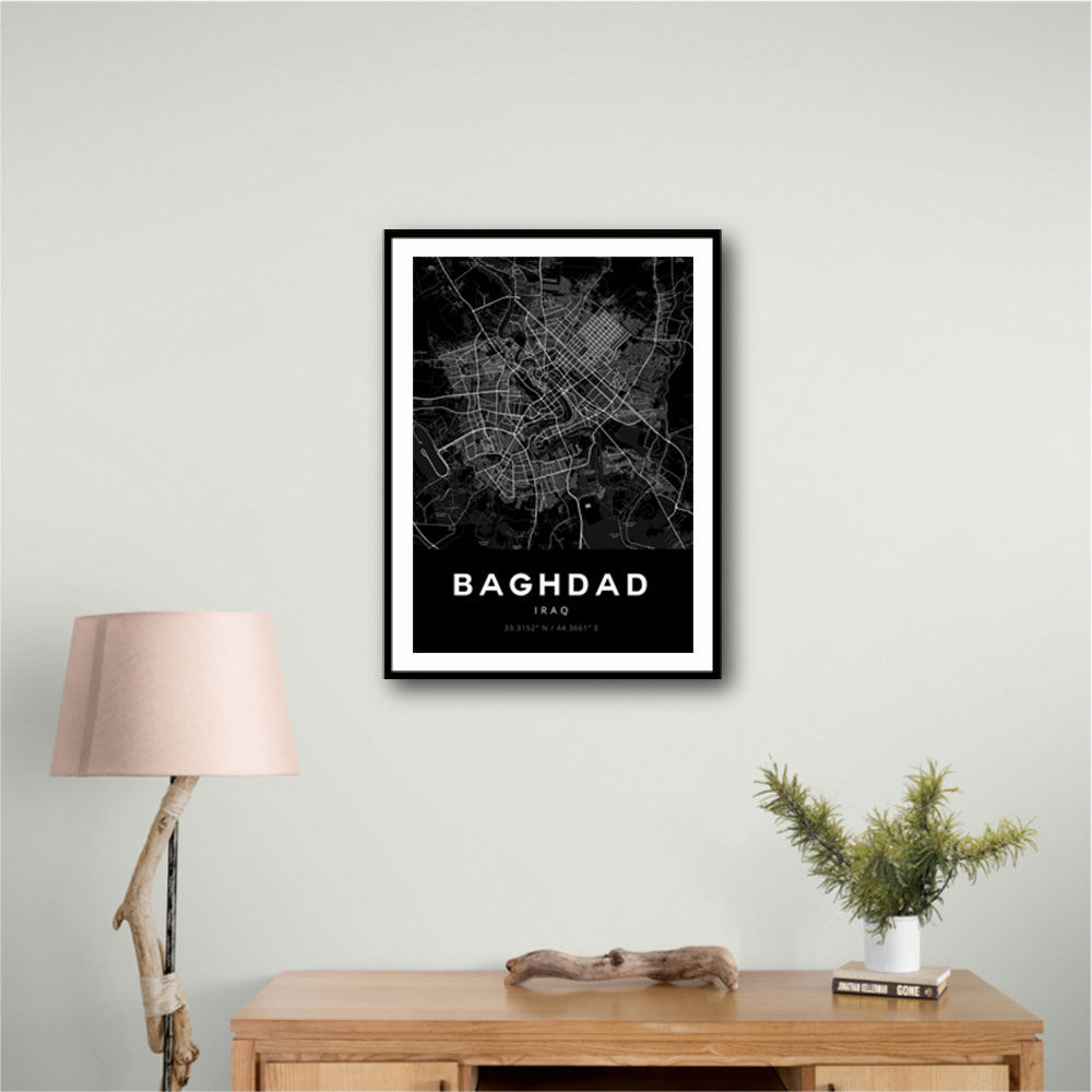 Baghdad City Map - Black