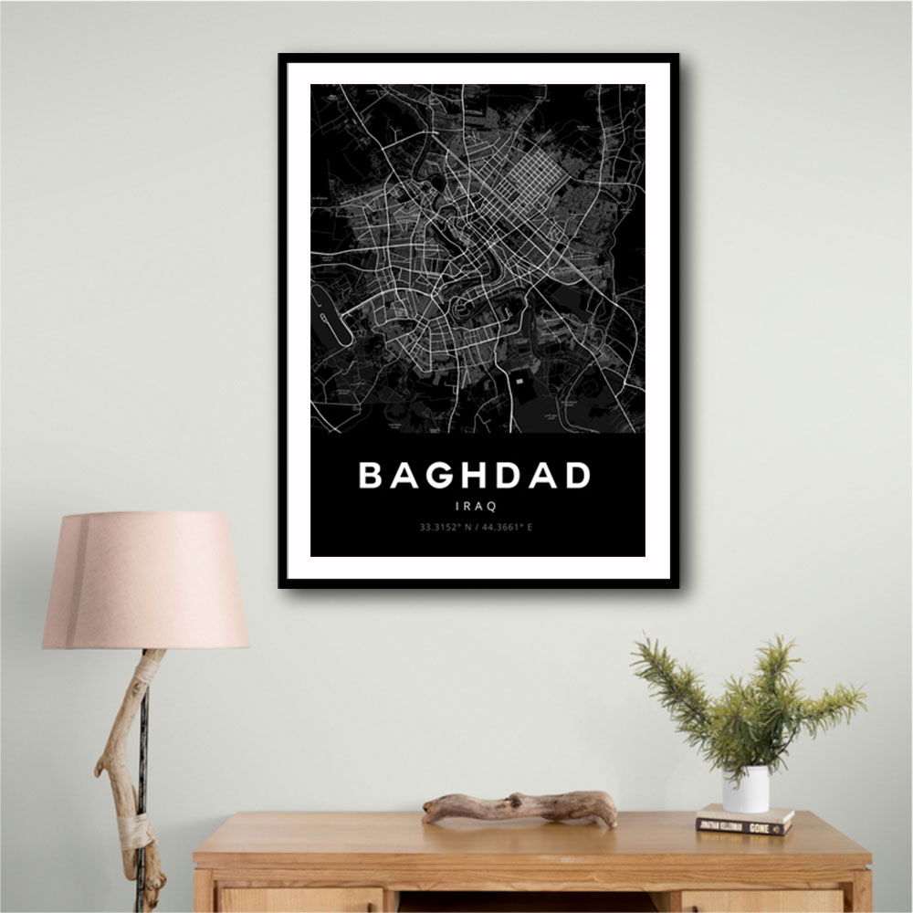 Baghdad City Map - Black Baghdad City Map - Black