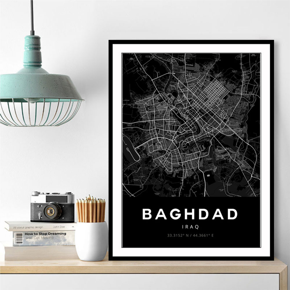 Baghdad City Map - Black