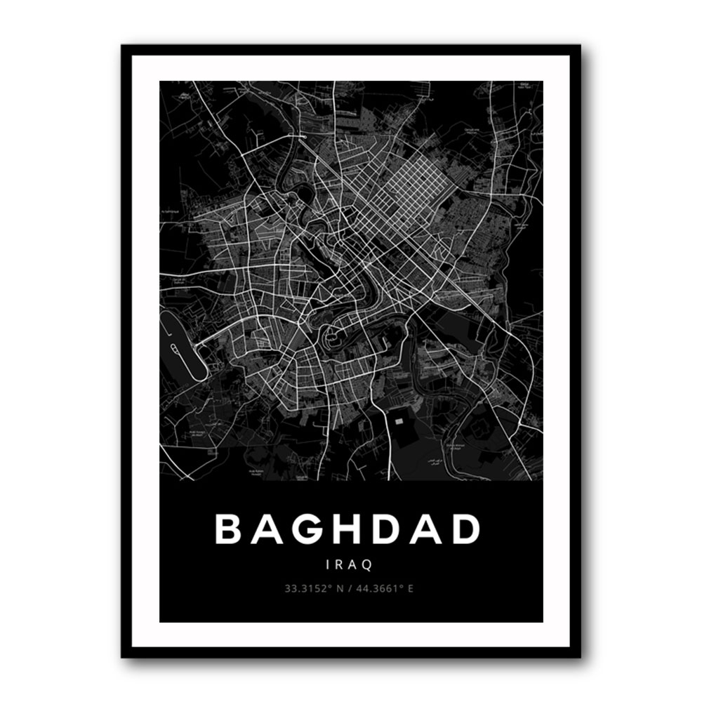 Baghdad City Map - Black Baghdad City Map - Black