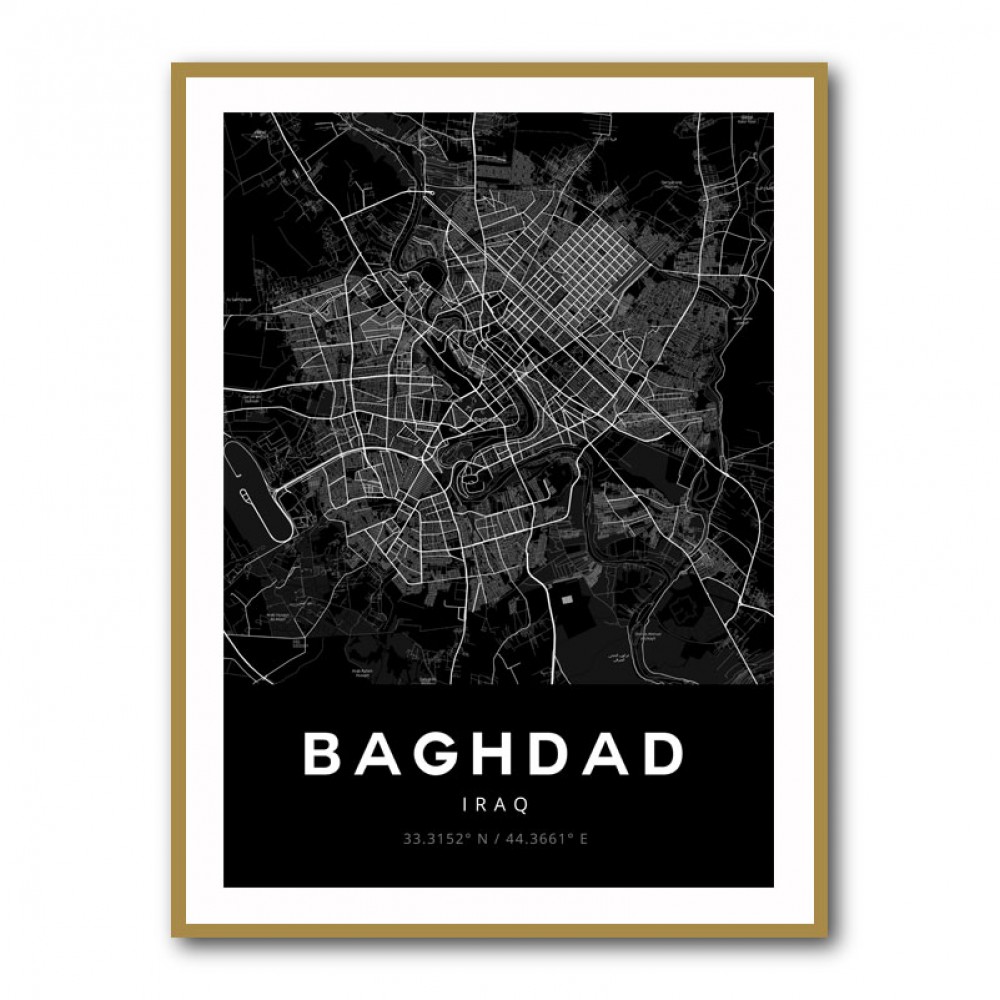 Baghdad City Map - Black Baghdad City Map - Black