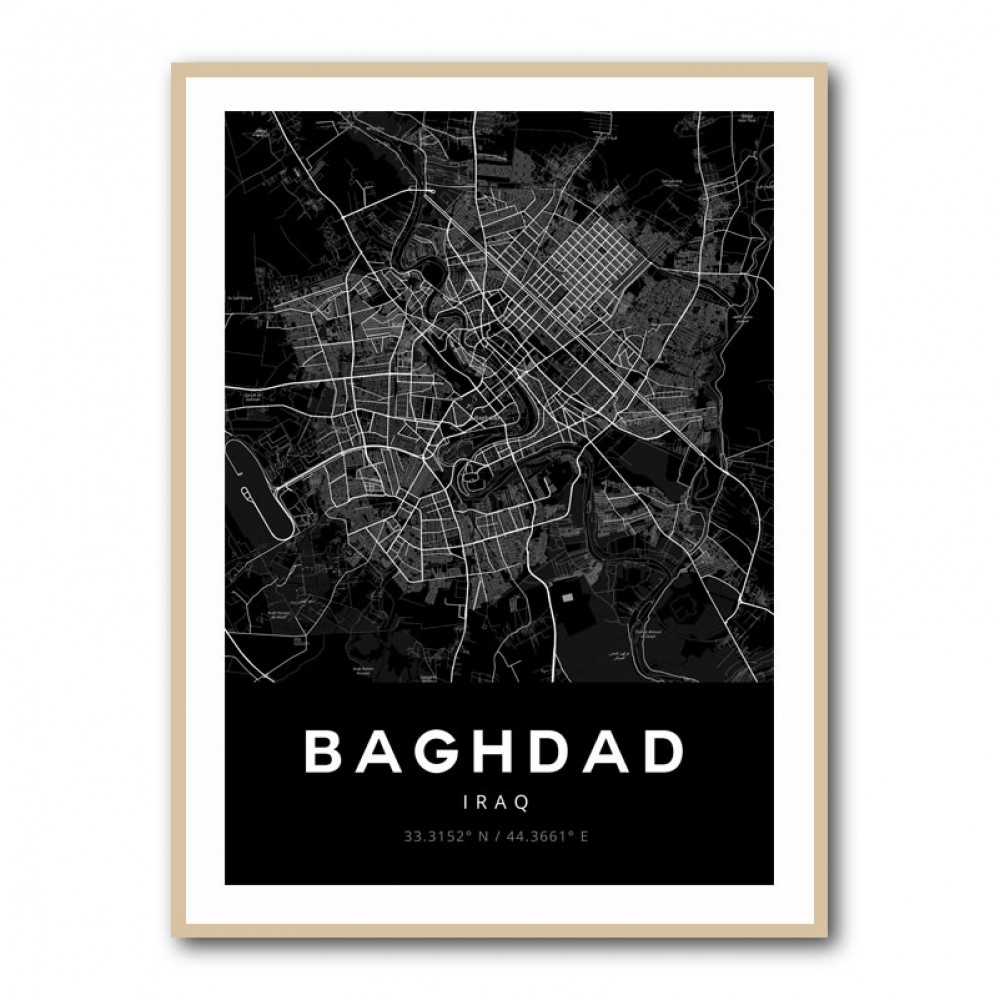 Baghdad City Map - Black Baghdad City Map - Black