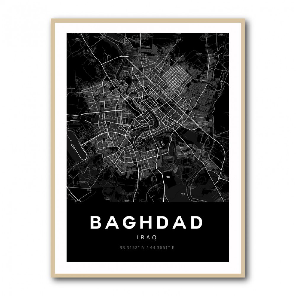 Baghdad City Map - Black