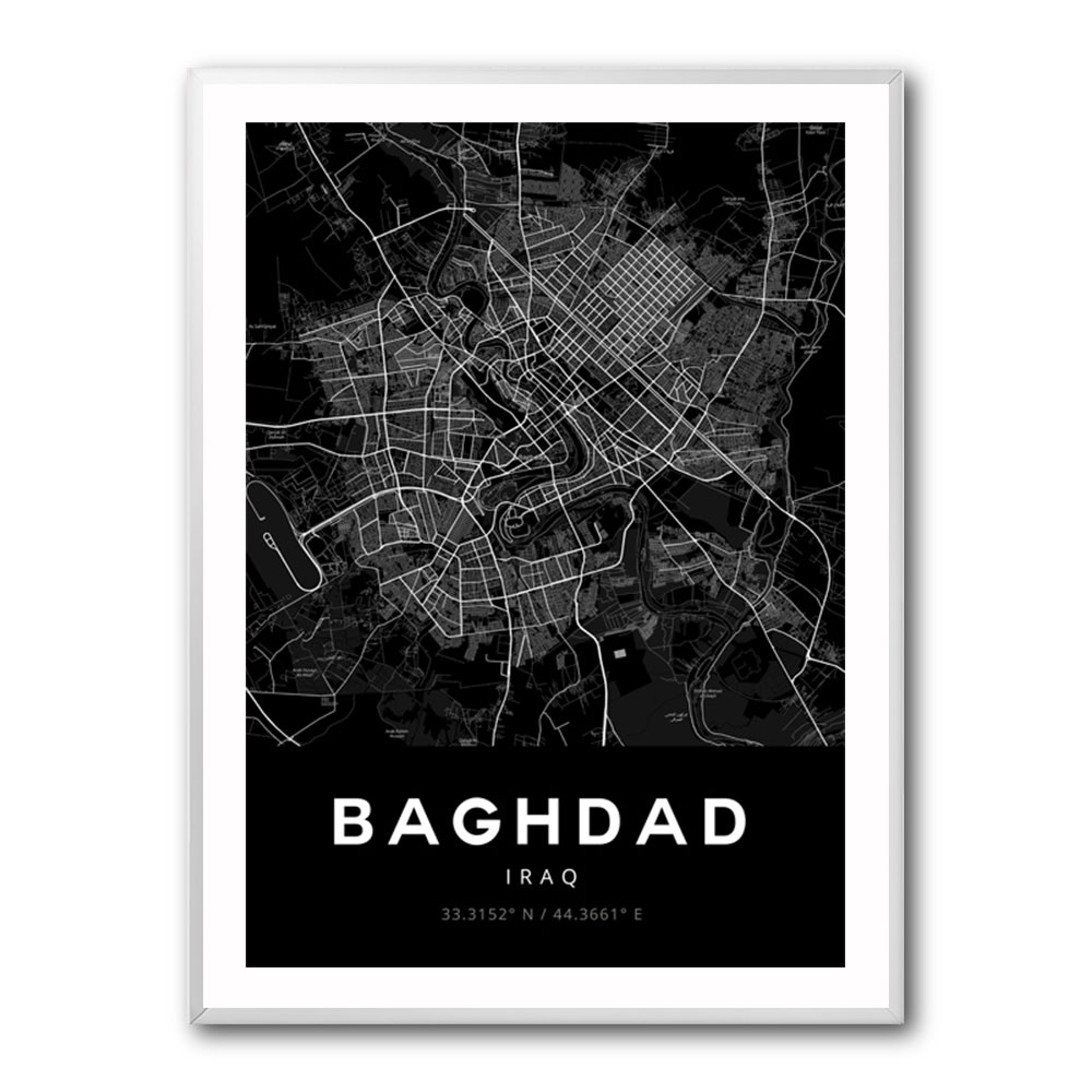 Baghdad City Map - Black Baghdad City Map - Black