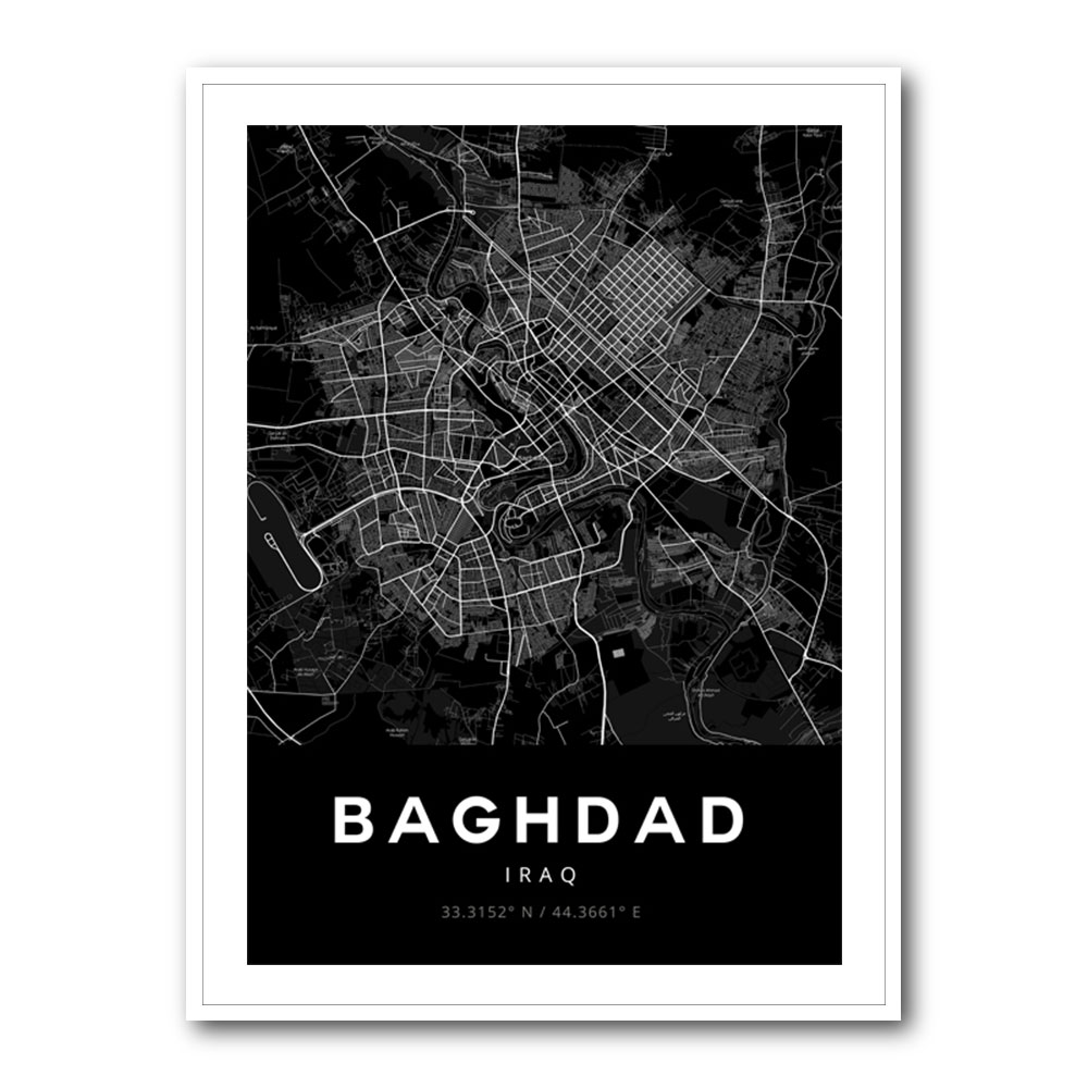 Baghdad City Map - Black Baghdad City Map - Black