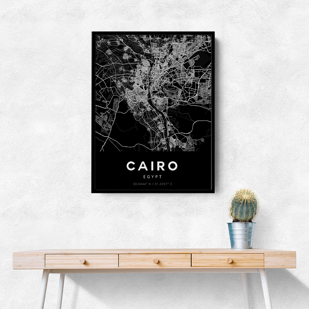 Cairo City Map - Black