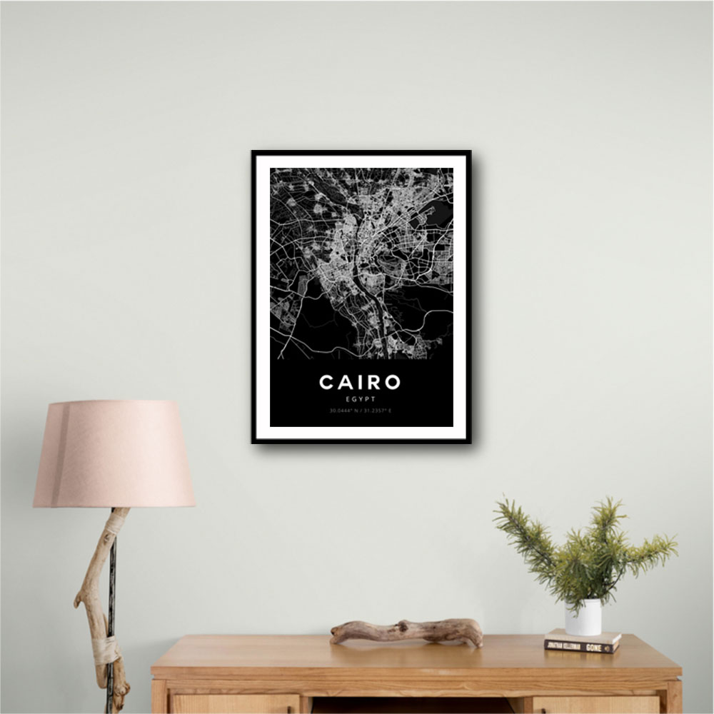 Cairo City Map - Black