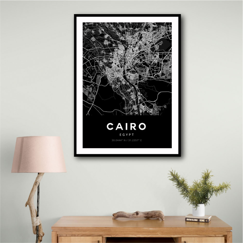 Cairo City Map - Black