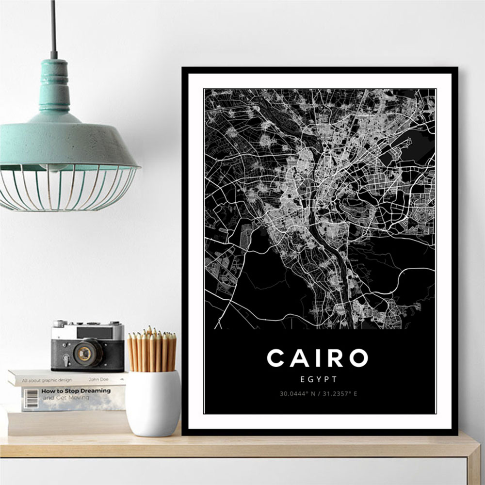 Cairo City Map - Black