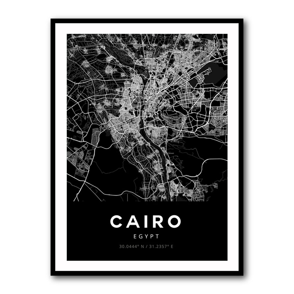 Cairo City Map - Black