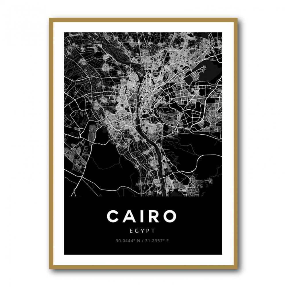 Cairo City Map - Black