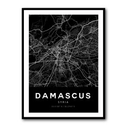 Damascus City Map - Black