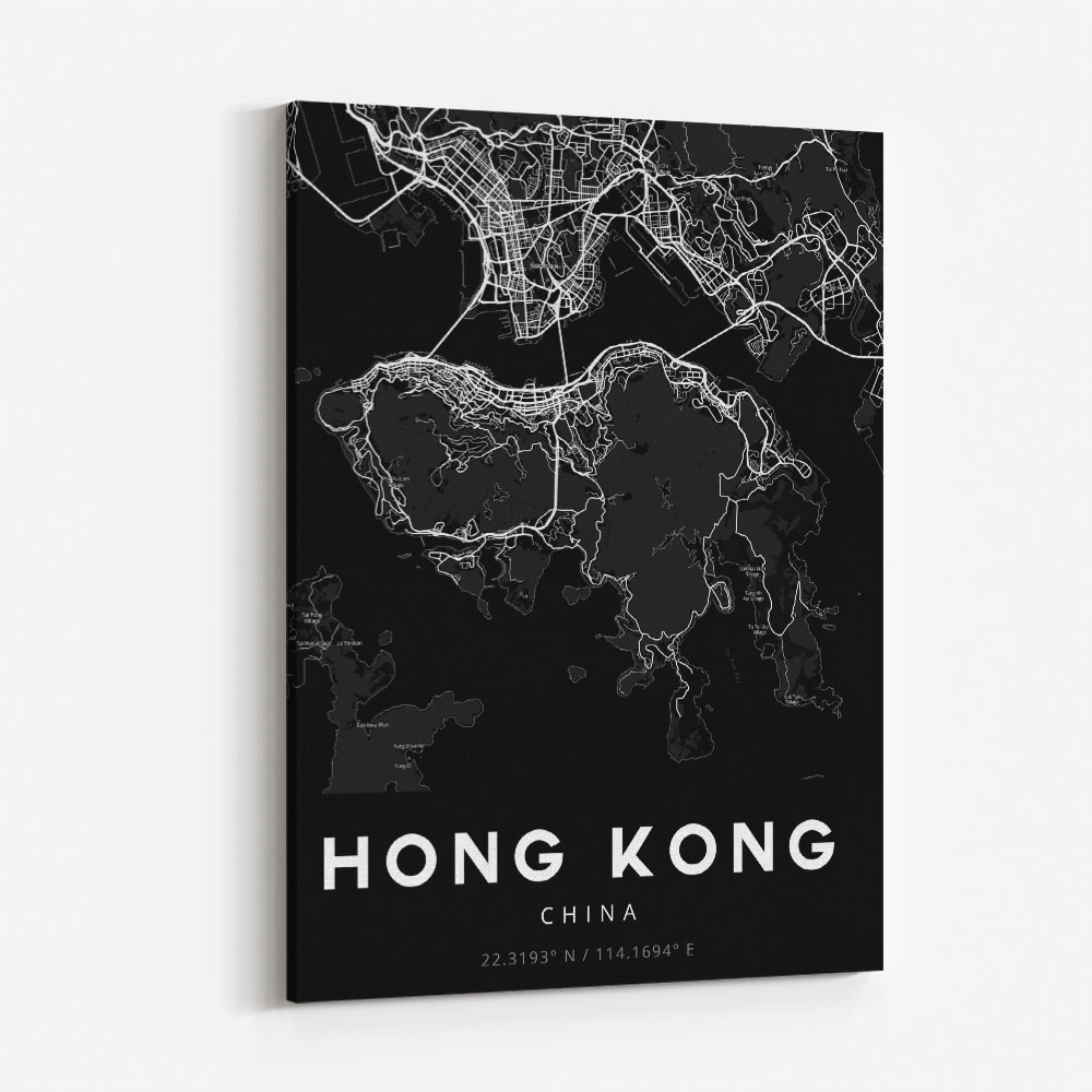 Hong Kong City Map - Black