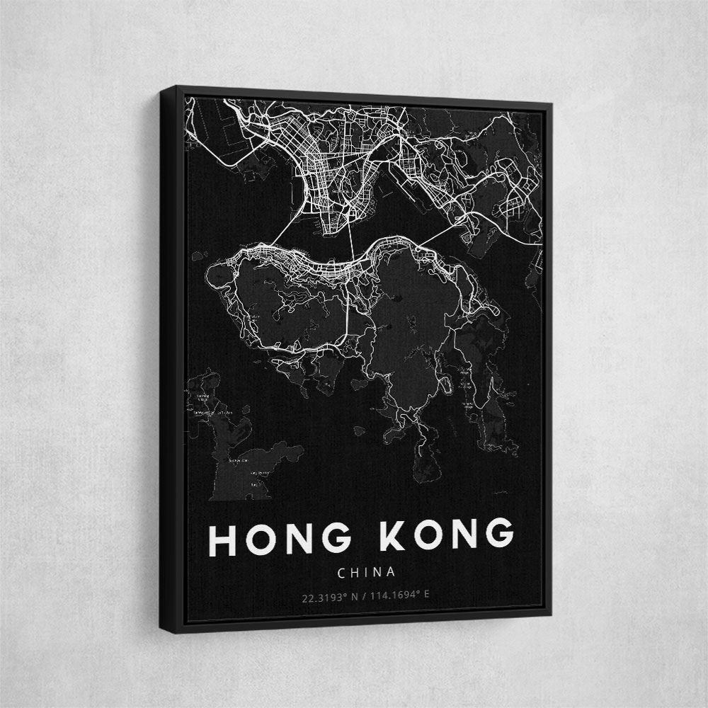 Hong Kong City Map - Black