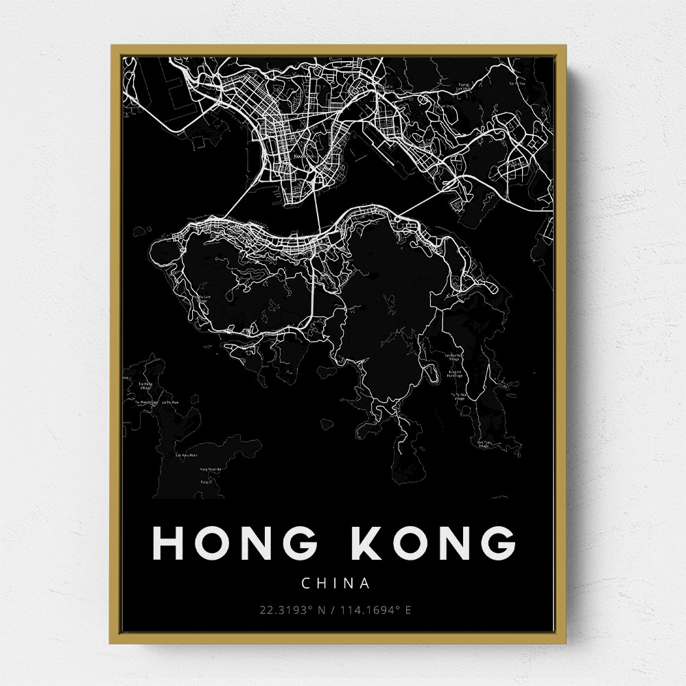 Hong Kong City Map - Black