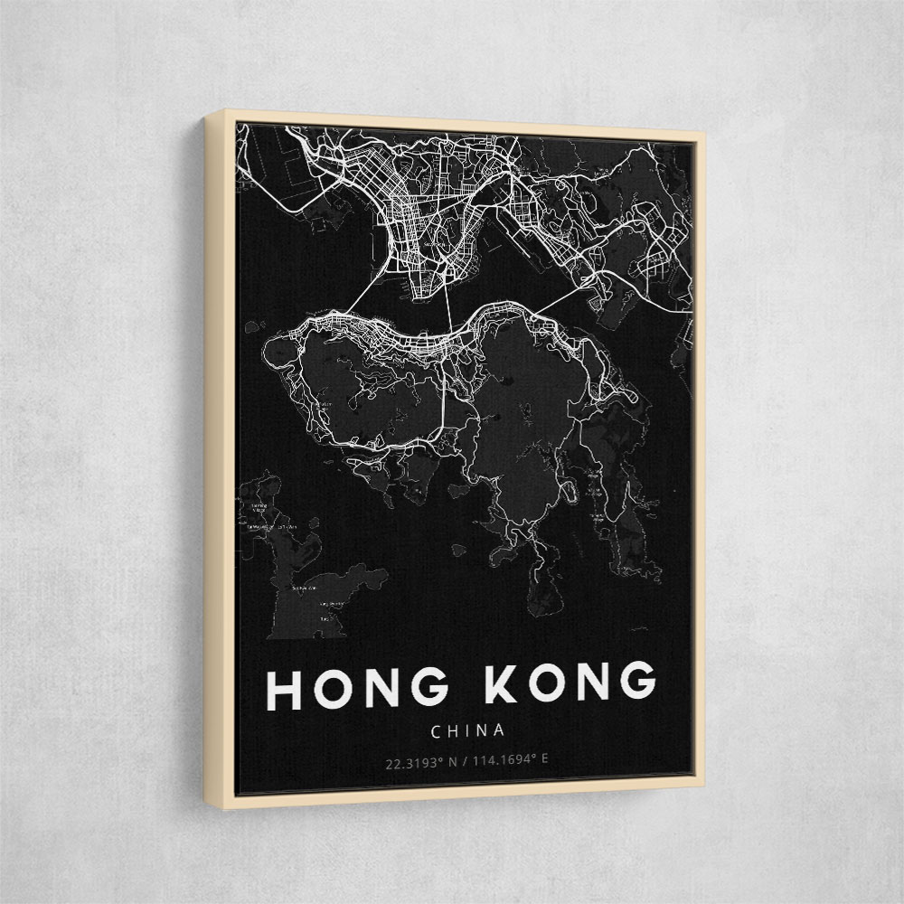 Hong Kong City Map - Black