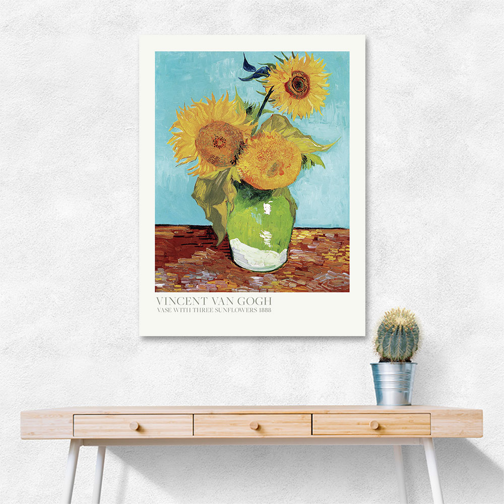 Vase With Three Sunflowers