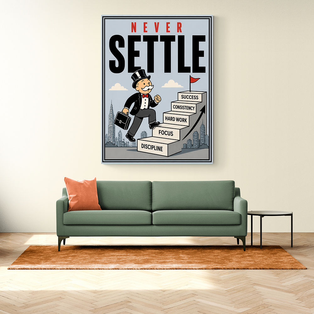 Never Settle – Success Ladder Motivational Art