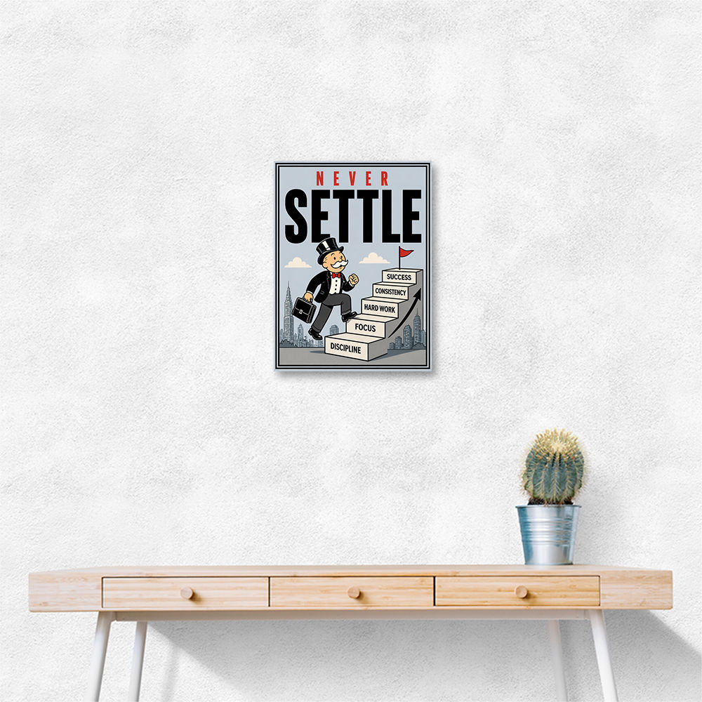 Never Settle – Success Ladder Motivational Art
