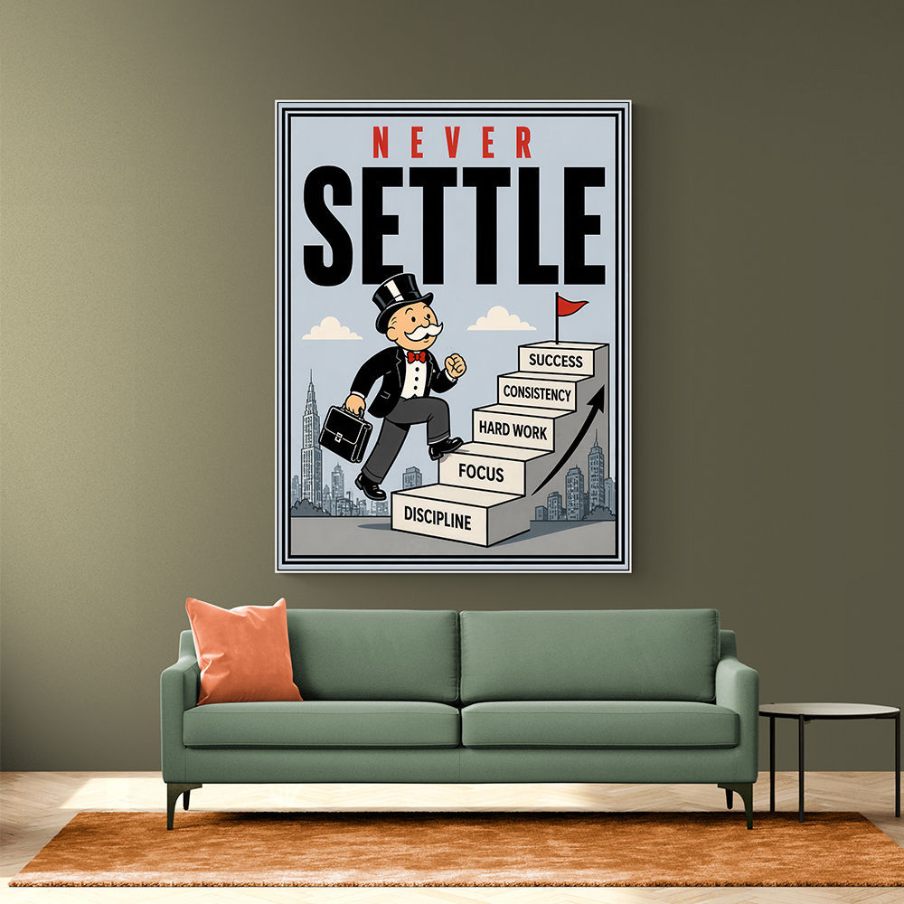 Never Settle – Success Ladder Motivational Art